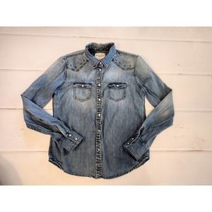 American Eagle women small snap front denim top